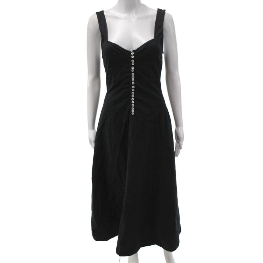 Free-est Womens Sundress Black Sweetheart Button Sleeveless Petite Size XS